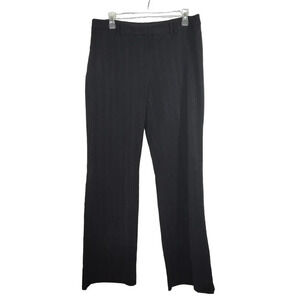 George Black Striped Metallic Dress Pants Women Size 12 Stretch Wide Leg